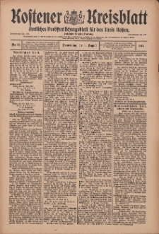 Kostener Kreisblatt: amtliches Veröffentlichungsblatt für den Kreis Kosten 1911.08.03 Jg.46 Nr92