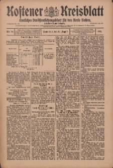Kostener Kreisblatt: amtliches Ver&ouml;ffentlichungsblatt f&uuml;r den Kreis Kosten 1911.08.12 Jg.46 Nr96
