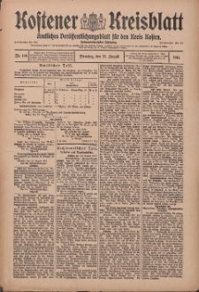 Kostener Kreisblatt: amtliches Veröffentlichungsblatt für den Kreis Kosten 1911.08.22 Jg.46 Nr100
