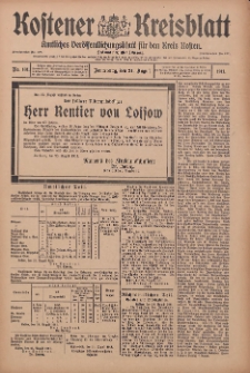 Kostener Kreisblatt: amtliches Veröffentlichungsblatt für den Kreis Kosten 1911.08.24 Jg.46 Nr101
