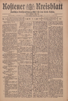 Kostener Kreisblatt: amtliches Ver&ouml;ffentlichungsblatt f&uuml;r den Kreis Kosten 1911.09.09 Jg.46 Nr108