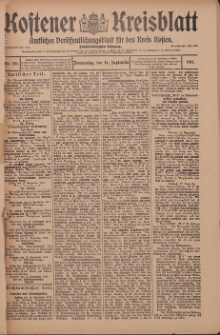 Kostener Kreisblatt: amtliches Ver&ouml;ffentlichungsblatt f&uuml;r den Kreis Kosten 1911.09.14 Jg.46 Nr110
