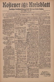 Kostener Kreisblatt: amtliches Ver&ouml;ffentlichungsblatt f&uuml;r den Kreis Kosten 1911.09.16 Jg.46 Nr111