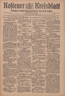 Kostener Kreisblatt: amtliches Ver&ouml;ffentlichungsblatt f&uuml;r den Kreis Kosten 1911.09.19 Jg.46 Nr112