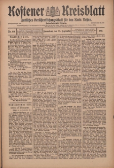 Kostener Kreisblatt: amtliches Ver&ouml;ffentlichungsblatt f&uuml;r den Kreis Kosten 1911.09.23 Jg.46 Nr114