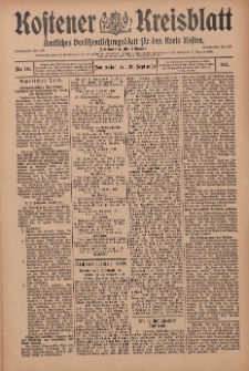 Kostener Kreisblatt: amtliches Ver&ouml;ffentlichungsblatt f&uuml;r den Kreis Kosten 1911.09.28 Jg.46 Nr116