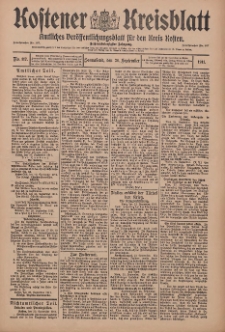 Kostener Kreisblatt: amtliches Veröffentlichungsblatt für den Kreis Kosten 1911.09.30 Jg.46 Nr117