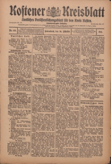 Kostener Kreisblatt: amtliches Ver&ouml;ffentlichungsblatt f&uuml;r den Kreis Kosten 1911.10.14 Jg.46 Nr123