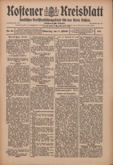 Kostener Kreisblatt: amtliches Ver&ouml;ffentlichungsblatt f&uuml;r den Kreis Kosten 1911.10.19 Jg.46 Nr125