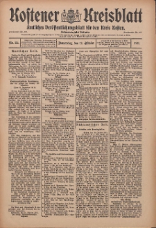 Kostener Kreisblatt: amtliches Veröffentlichungsblatt für den Kreis Kosten 1911.10.19 Jg.46 Nr125