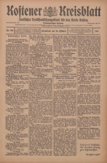 Kostener Kreisblatt: amtliches Ver&ouml;ffentlichungsblatt f&uuml;r den Kreis Kosten 1911.10.28 Jg.46 Nr129