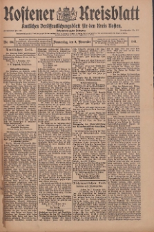 Kostener Kreisblatt: amtliches Ver&ouml;ffentlichungsblatt f&uuml;r den Kreis Kosten 1911.11.09 Jg.46 Nr134