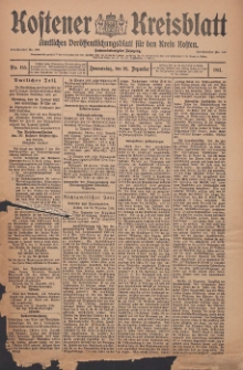 Kostener Kreisblatt: amtliches Veröffentlichungsblatt für den Kreis Kosten 1911.12.28 Jg.46 Nr155