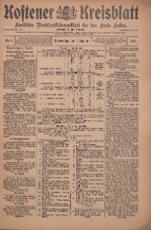 Kostener Kreisblatt: amtliches Ver&ouml;ffentlichungsblatt f&uuml;r den Kreis Kosten 1911.01.05 Jg.46 Nr2
