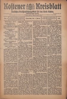 Kostener Kreisblatt: amtliches Ver&ouml;ffentlichungsblatt f&uuml;r den Kreis Kosten 1912.01.04 Jg.47 Nr2