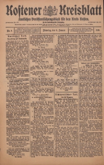 Kostener Kreisblatt: amtliches Ver&ouml;ffentlichungsblatt f&uuml;r den Kreis Kosten 1912.01.09 Jg.47 Nr4