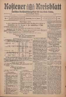 Kostener Kreisblatt: amtliches Ver&ouml;ffentlichungsblatt f&uuml;r den Kreis Kosten 1912.01.11 Jg.47 Nr5