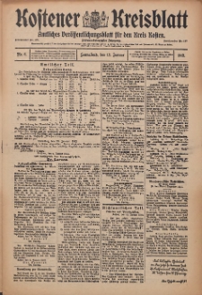 Kostener Kreisblatt: amtliches Ver&ouml;ffentlichungsblatt f&uuml;r den Kreis Kosten 1912.01.13 Jg.47 Nr6