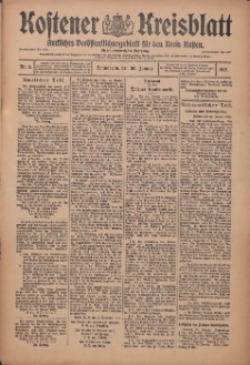 Kostener Kreisblatt: amtliches Ver&ouml;ffentlichungsblatt f&uuml;r den Kreis Kosten 1912.01.20 Jg.47 Nr9