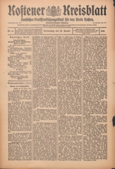 Kostener Kreisblatt: amtliches Veröffentlichungsblatt für den Kreis Kosten 1912.01.25 Jg.47 Nr11
