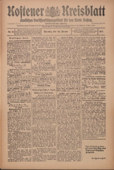 Kostener Kreisblatt: amtliches Ver&ouml;ffentlichungsblatt f&uuml;r den Kreis Kosten 1912.01.30 Jg.47 Nr13