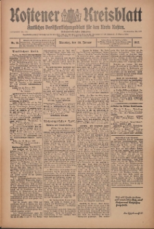 Kostener Kreisblatt: amtliches Veröffentlichungsblatt für den Kreis Kosten 1912.01.30 Jg.47 Nr13