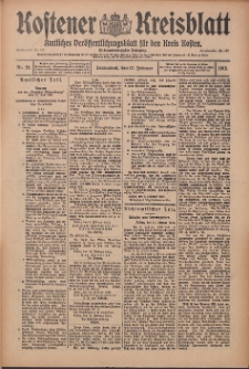 Kostener Kreisblatt: amtliches Ver&ouml;ffentlichungsblatt f&uuml;r den Kreis Kosten 1912.02.17 Jg.47 Nr21