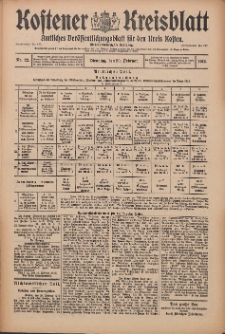 Kostener Kreisblatt: amtliches Veröffentlichungsblatt für den Kreis Kosten 1912.02.20 Jg.47 Nr22