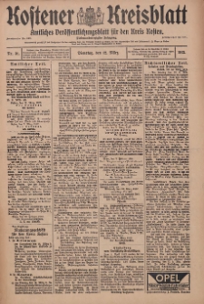 Kostener Kreisblatt: amtliches Veröffentlichungsblatt für den Kreis Kosten 1912.03.12 Jg.47 Nr31