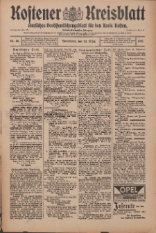 Kostener Kreisblatt: amtliches Ver&ouml;ffentlichungsblatt f&uuml;r den Kreis Kosten 1912.03.23 Jg.47 Nr36