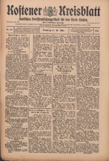 Kostener Kreisblatt: amtliches Ver&ouml;ffentlichungsblatt f&uuml;r den Kreis Kosten 1912.03.26 Jg.47 Nr37