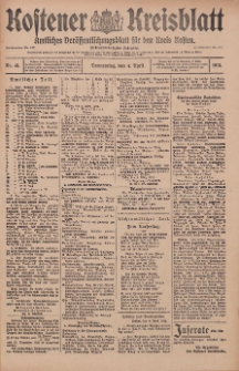 Kostener Kreisblatt: amtliches Veröffentlichungsblatt für den Kreis Kosten 1912.04.04 Jg.47 Nr41