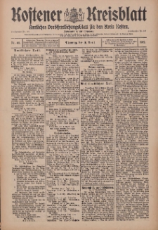 Kostener Kreisblatt: amtliches Ver&ouml;ffentlichungsblatt f&uuml;r den Kreis Kosten 1912.04.09 Jg.47 Nr43