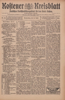 Kostener Kreisblatt: amtliches Veröffentlichungsblatt für den Kreis Kosten 1912.04.11 Jg.47 Nr44