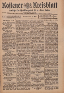 Kostener Kreisblatt: amtliches Ver&ouml;ffentlichungsblatt f&uuml;r den Kreis Kosten 1912.04.13 Jg.47 Nr45