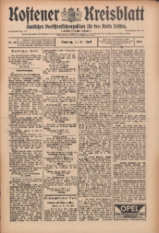 Kostener Kreisblatt: amtliches Veröffentlichungsblatt für den Kreis Kosten 1912.04.23 Jg.47 Nr49