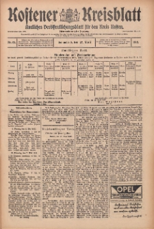 Kostener Kreisblatt: amtliches Ver&ouml;ffentlichungsblatt f&uuml;r den Kreis Kosten 1912.04.27 Jg.47 Nr51