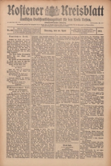 Kostener Kreisblatt: amtliches Veröffentlichungsblatt für den Kreis Kosten 1912.04.30 Jg.47 Nr52