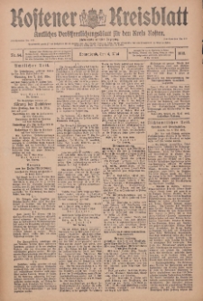 Kostener Kreisblatt: amtliches Ver&ouml;ffentlichungsblatt f&uuml;r den Kreis Kosten 1912.05.04 Jg.47 Nr54