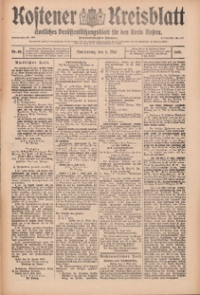 Kostener Kreisblatt: amtliches Ver&ouml;ffentlichungsblatt f&uuml;r den Kreis Kosten 1912.05.09 Jg.47 Nr56