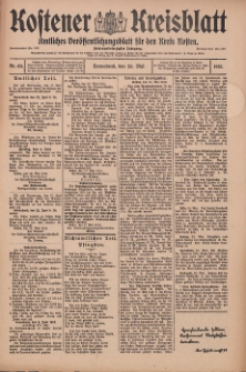 Kostener Kreisblatt: amtliches Ver&ouml;ffentlichungsblatt f&uuml;r den Kreis Kosten 1912.05.25 Jg.47 Nr63