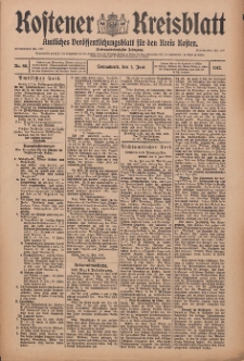 Kostener Kreisblatt: amtliches Veröffentlichungsblatt für den Kreis Kosten 1912.06.01 Jg.47 Nr66