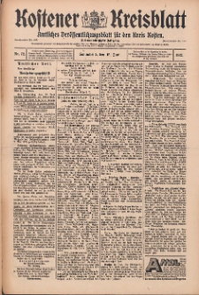 Kostener Kreisblatt: amtliches Ver&ouml;ffentlichungsblatt f&uuml;r den Kreis Kosten 1912.06.15 Jg.47 Nr72
