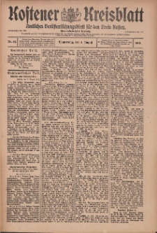 Kostener Kreisblatt: amtliches Ver&ouml;ffentlichungsblatt f&uuml;r den Kreis Kosten 1912.08.01 Jg.47 Nr92