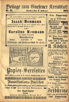 Beilage zum Gnesener Kreisblatt 1908.02.09 Nr12