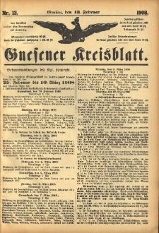 Gnesener Kreisblatt 1908.02.13 Nr13