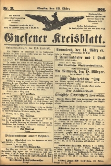 Gnesener Kreisblatt 1908.03.12 Nr21