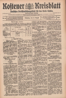 Kostener Kreisblatt: amtliches Veröffentlichungsblatt für den Kreis Kosten 1912.08.13 Jg.47 Nr97