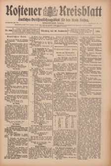 Kostener Kreisblatt: amtliches Ver&ouml;ffentlichungsblatt f&uuml;r den Kreis Kosten 1912.09.19 Jg.47 Nr109