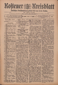 Kostener Kreisblatt: amtliches Ver&ouml;ffentlichungsblatt f&uuml;r den Kreis Kosten 1912.09.14 Jg.47 Nr111